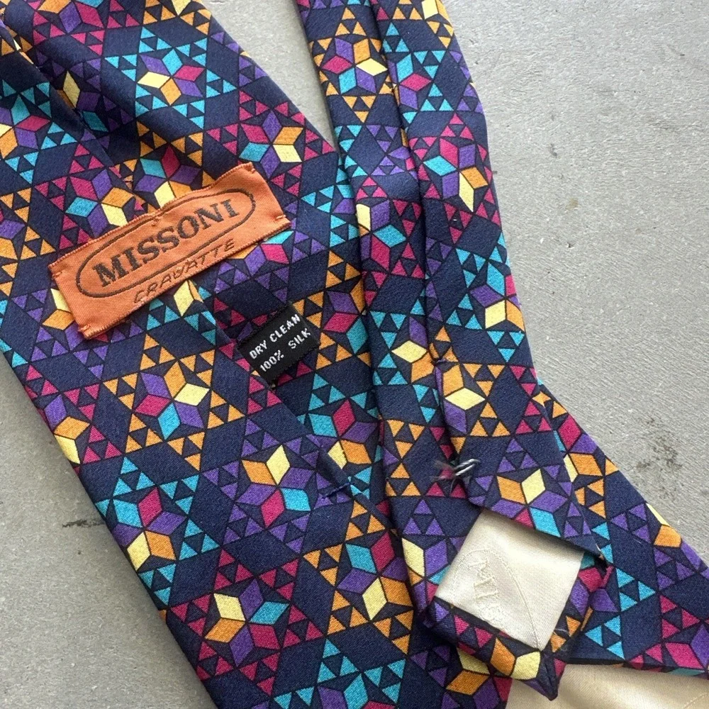 Gorgeous MISSONI Silk Necktie - Colorful Geometric Pattern‎ Cravatte Silk